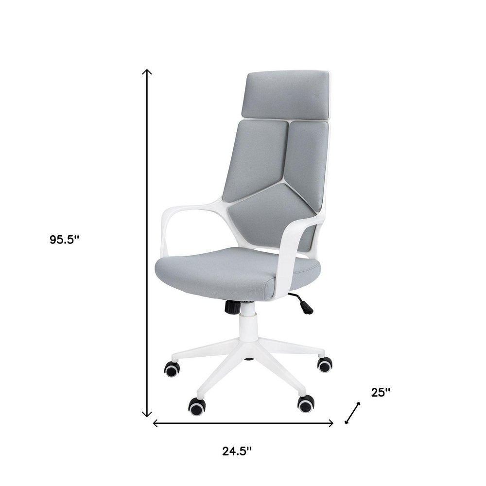 Gray and White Adjustable Height Swivel Rolling Executive Office Chair