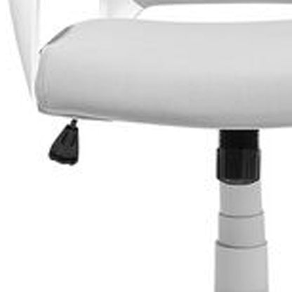 Gray and White Adjustable Height Swivel Rolling Executive Office Chair