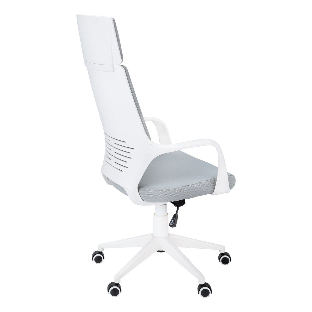 Gray and White Adjustable Height Swivel Rolling Executive Office Chair