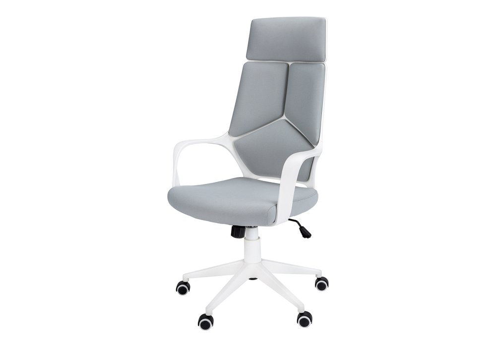 Gray and White Adjustable Height Swivel Rolling Executive Office Chair