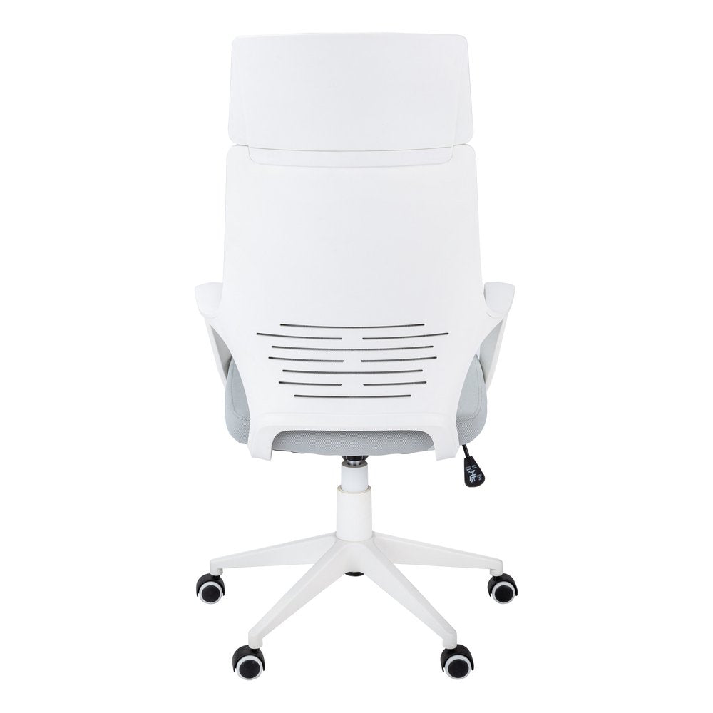 Gray and White Adjustable Height Swivel Rolling Executive Office Chair