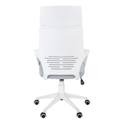 Gray and White Adjustable Height Swivel Rolling Executive Office Chair