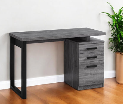 24" Gray and Black Computer Desk With Three Drawers