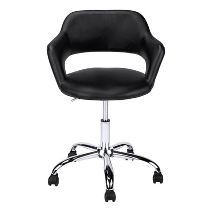 Black Faux Leather Seat Swivel Adjustable Task Chair Leather Back