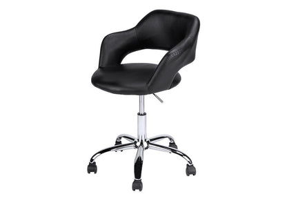 Black and Silver Adjustable Swivel Faux Leather Rolling Office Chair
