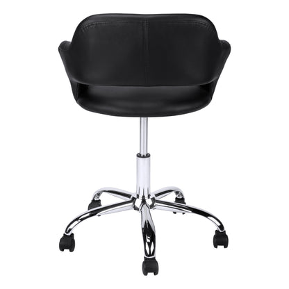 Black Faux Leather Seat Swivel Adjustable Task Chair Leather Back