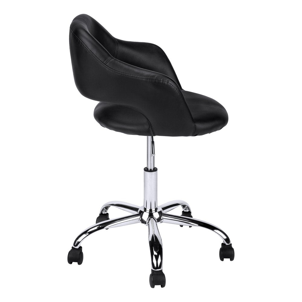 Black and Silver Adjustable Swivel Faux Leather Rolling Office Chair