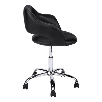 Black Faux Leather Seat Swivel Adjustable Task Chair Leather Back