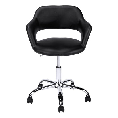 Black and Silver Adjustable Swivel Faux Leather Rolling Office Chair