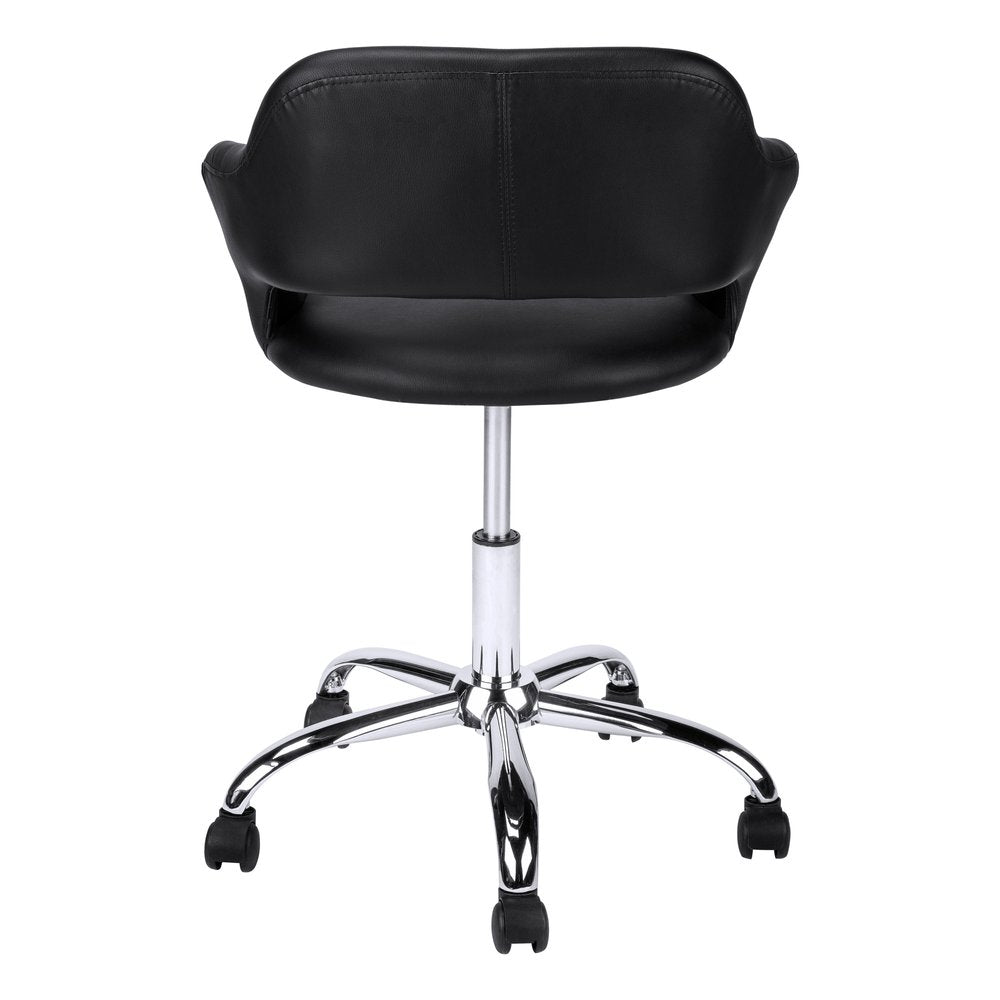 Black and Silver Adjustable Swivel Faux Leather Rolling Office Chair