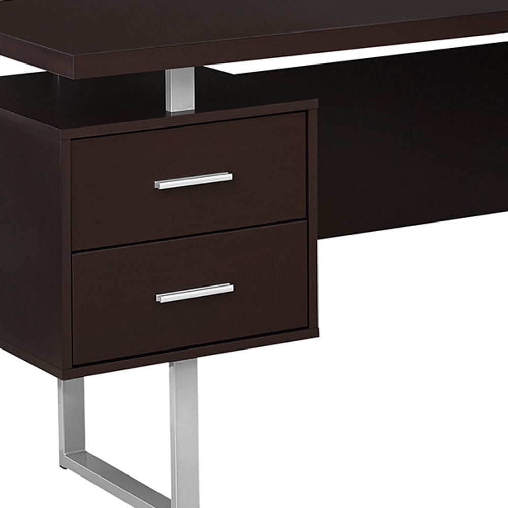 71" Gray and Black L Shape Computer Desk With Three Drawers