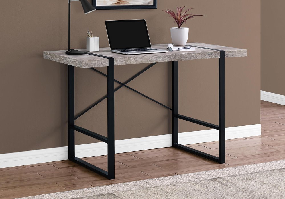 49" Taupe and Black Computer Desk