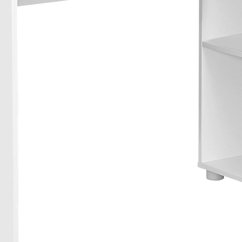 46" White L Shape Computer Desk With Two Drawers