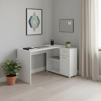 34" Gray L Shape Computer Desk With Two Drawers