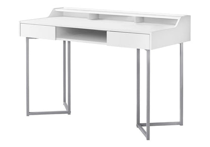48" Taupe and Black Writing Desk With Two Drawers