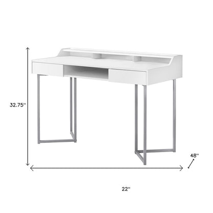 22" Taupe and Black Writing Desk With Two Drawers