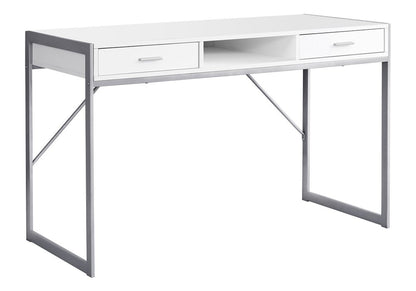 48" Dark Brown and Silver Computer Desk With Two Drawers