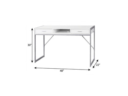 48" Dark Brown and Silver Computer Desk With Two Drawers