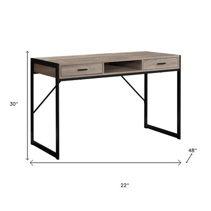 22" White and Silver Computer Desk With Two Drawers