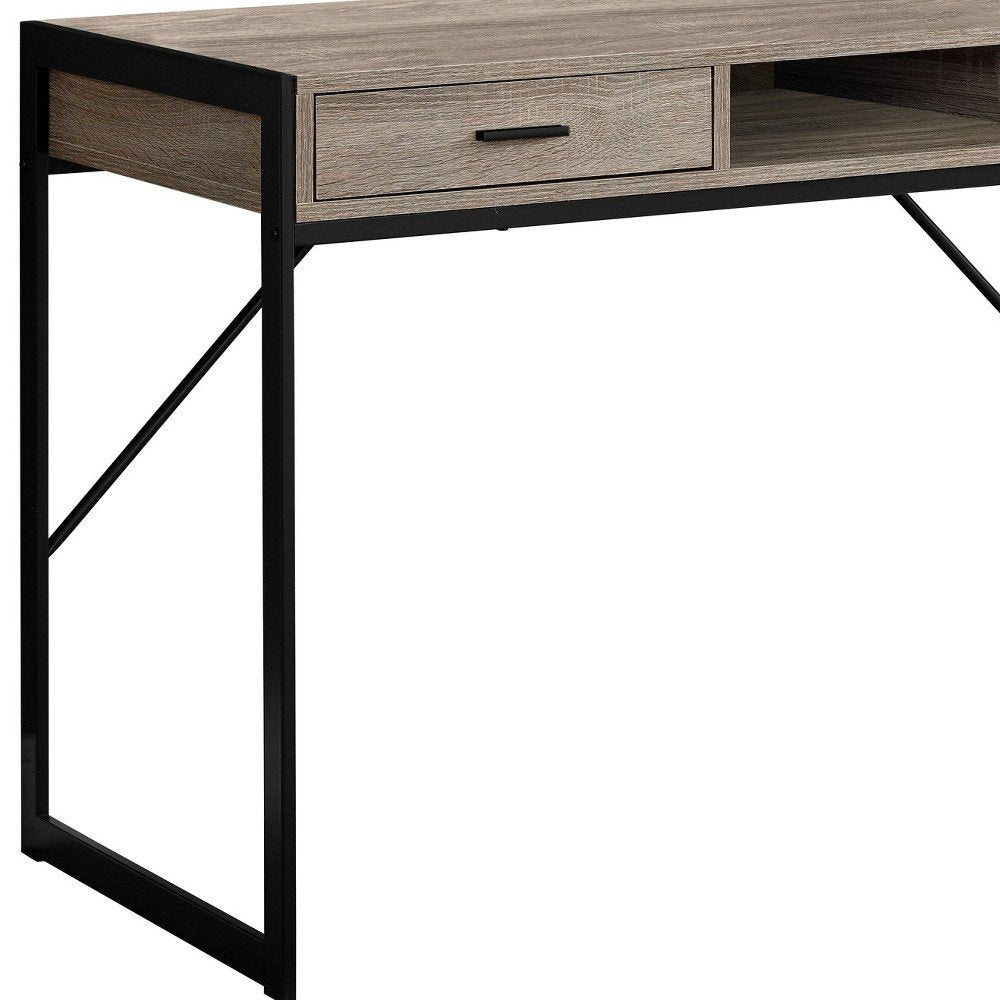 48" Dark Brown and Silver Computer Desk With Two Drawers