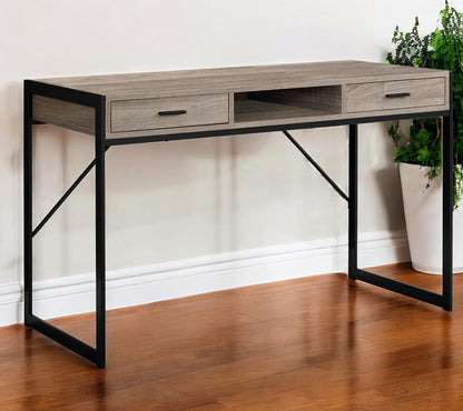 22" White and Silver Computer Desk With Two Drawers