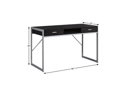 48" White and Silver Computer Desk With Two Drawers