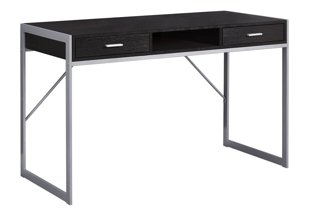 48" White and Silver Computer Desk With Two Drawers