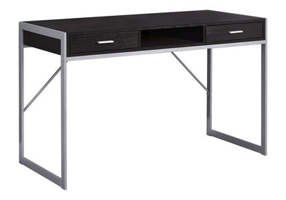 48" White and Silver Computer Desk With Two Drawers
