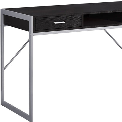 48" White and Silver Computer Desk With Two Drawers