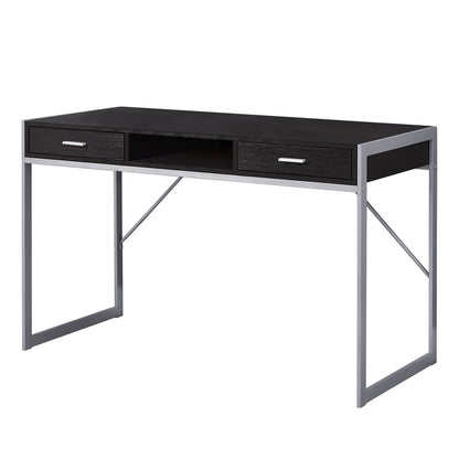48" White and Silver Computer Desk With Two Drawers