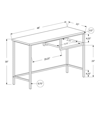 22" Dark Brown and Silver Computer Desk