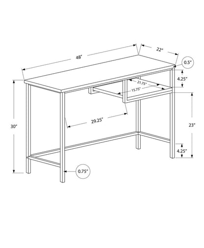 22" White and Silver Computer Desk