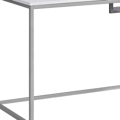 48" White and Silver Computer Desk