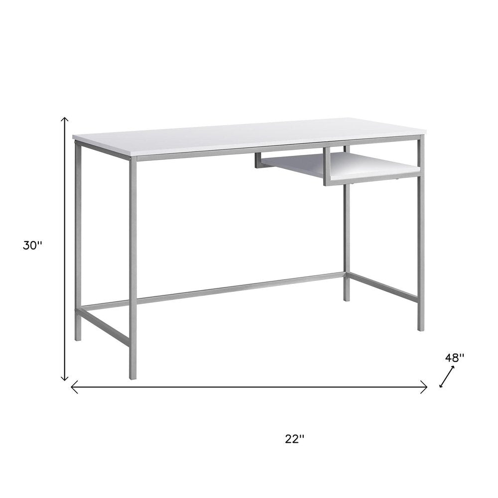 22" White and Silver Computer Desk