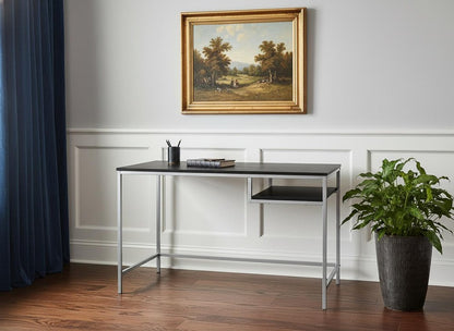 48" White and Silver Computer Desk