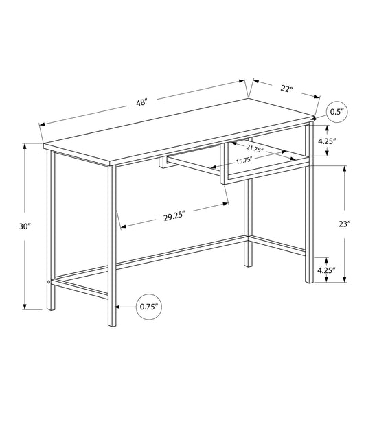 22" Dark Brown and Silver Computer Desk