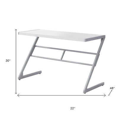 22" White and Silver Computer Desk