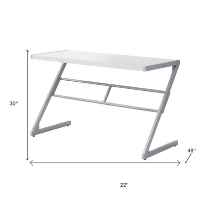 22" White and Silver Computer Desk