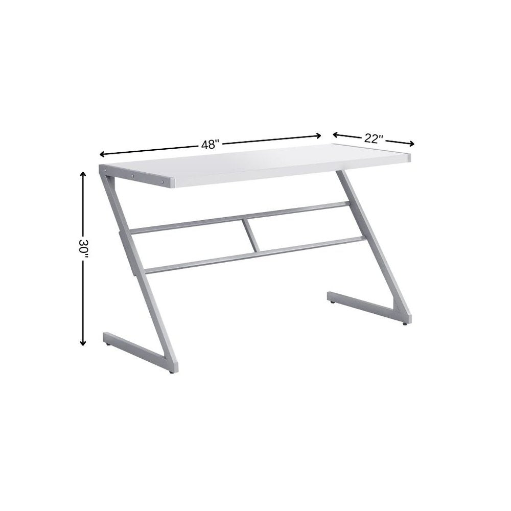 48" White and Silver Computer Desk