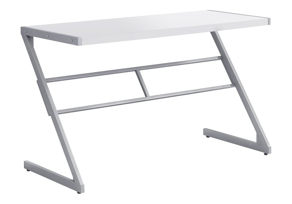 48" White and Silver Computer Desk