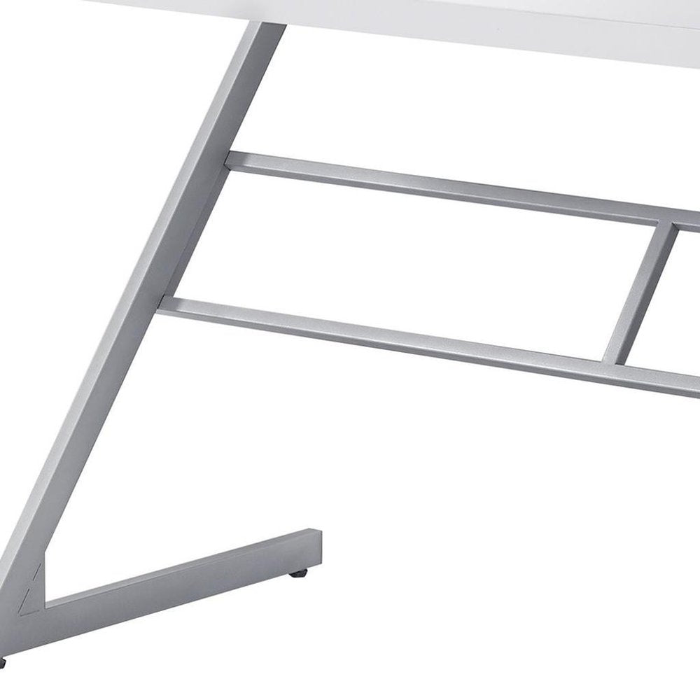 48" White and Silver Computer Desk