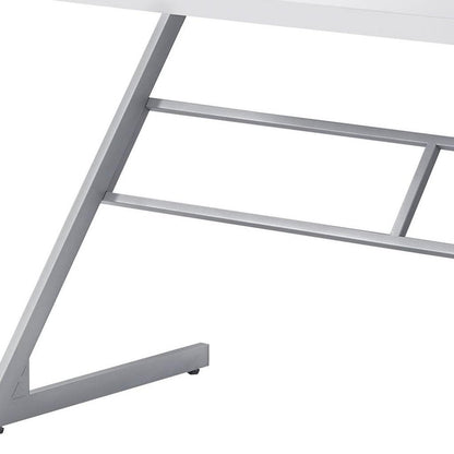 48" White and Silver Computer Desk