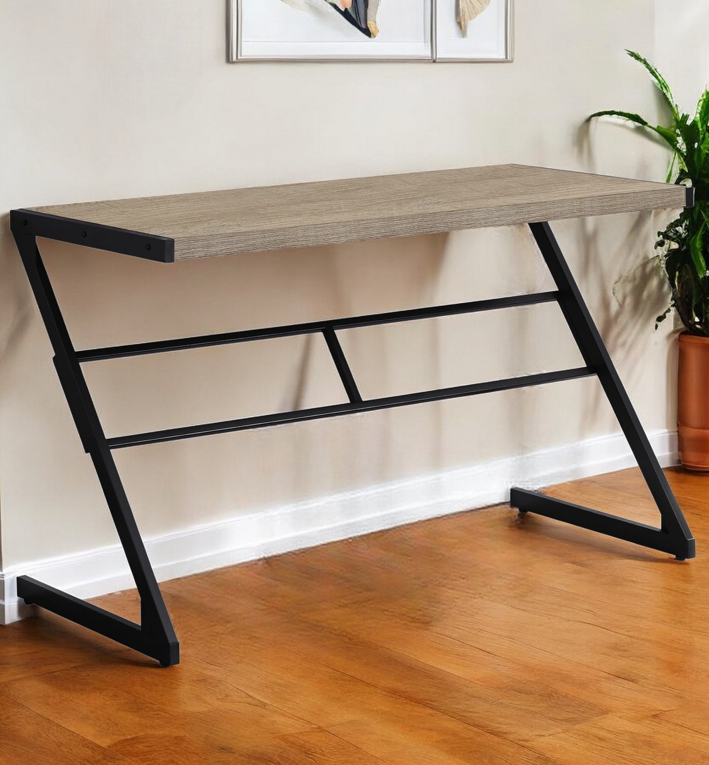 22" Taupe and Black Computer Desk