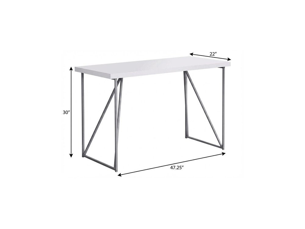 47" White and Silver Computer Desk