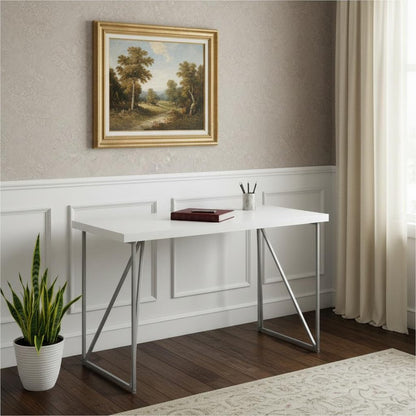 47" White and Silver Computer Desk