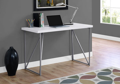 22" White and Silver Computer Desk