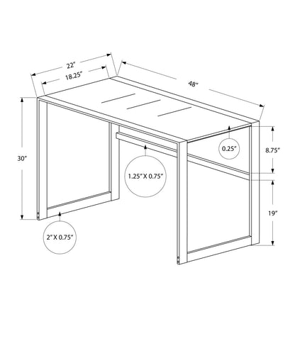 22" Black Glass Computer Desk