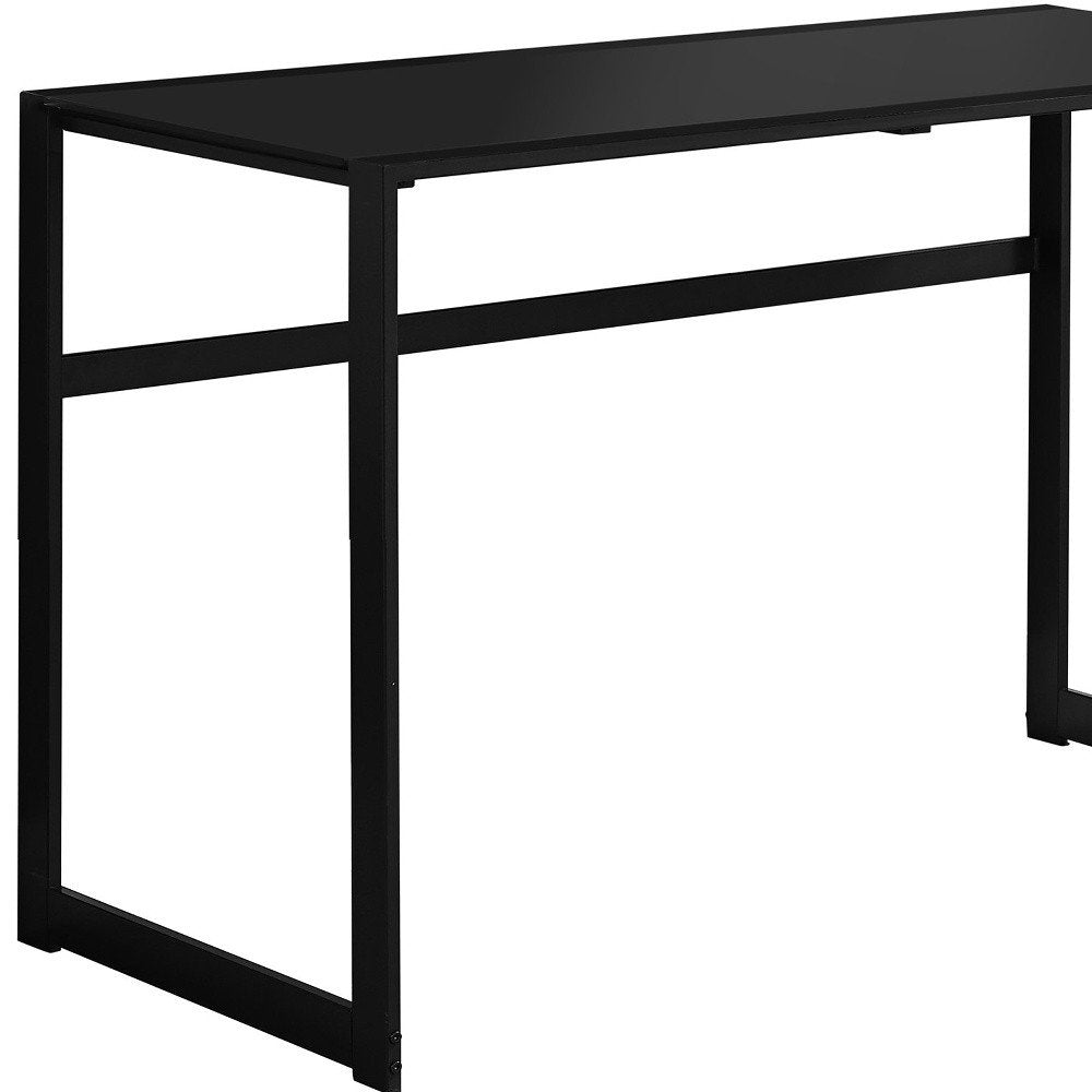 48" Black Glass Computer Desk