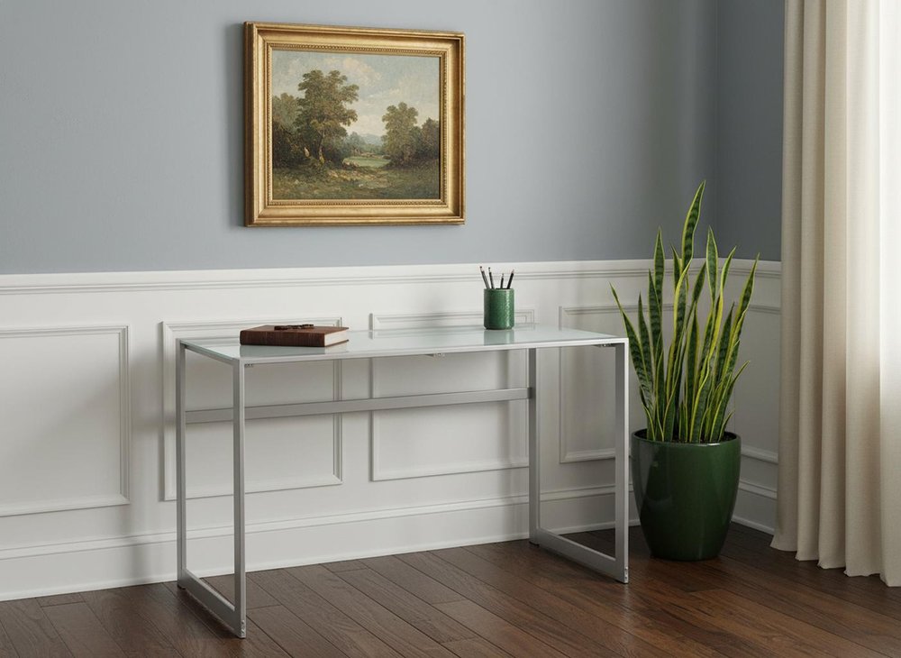 48" Black Glass Computer Desk