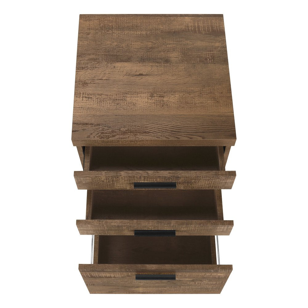 25" Grey Particle Board And Wood Filing Cabinet With Drawers